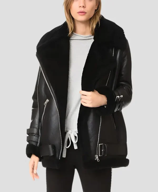 Mia Womens Shearling Leather Jacket 1