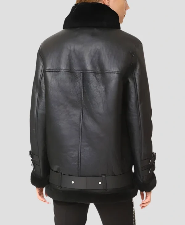 Mia Womens Shearling Leather Jacket Back