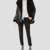 Mia Womens Shearling Leather Jacket Stand Up