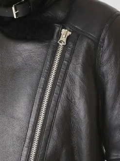 Mia Womens Shearling Leather Jacket Zipper