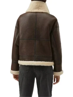 Shearling B3 Brown Leather Aviator Jacket Womens Back
