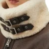 Shearling B3 Brown Leather Aviator Jacket Womens Belted