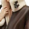 Shearling B3 Brown Leather Aviator Jacket Womens Collar