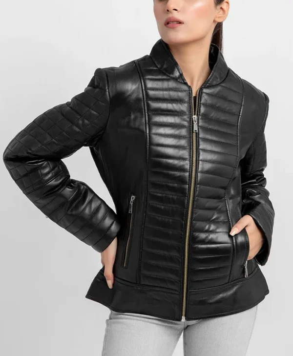 Sophia Womens Quilted Leather Jacket