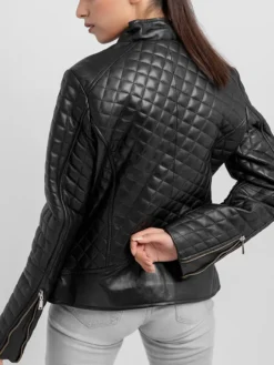 Sophia Womens Quilted Leather Jacket Back