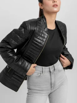 Sophia Womens Quilted Leather Jacket Style