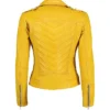 Women Biker Yellow Leather Jacket Back