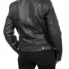 Women Black Asymmetrical Zipper Genuine Leather Motorcycle Jacket For Sale