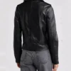 Womens Biker Style Black Leather Jacket Back