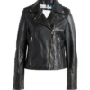 Womens Biker Style Black Leather Jacket Front