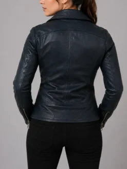 Women’s Black Vinatge Asymmetrical Biker Leather Jacket