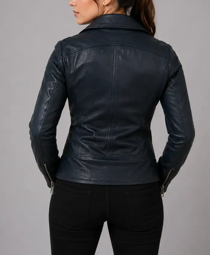 Women’s Black Vinatge Asymmetrical Biker Leather Jacket