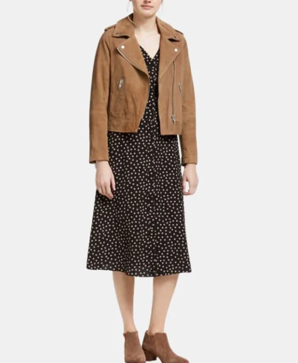 Women’s Brown Suede Leather Biker Jacket Biker Style