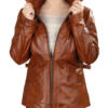 Womens Turn Brown Leather Jacket