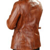 Womens Turn Down Collar Leather Jacket