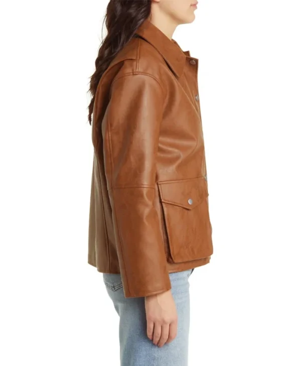 A2 Leather Bomber Jacket Womens Side