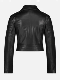 Andrea Women Biker Style Black Leather Jacket Back