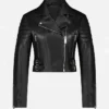 Andrea Women Biker Style Black Leather Jacket Main