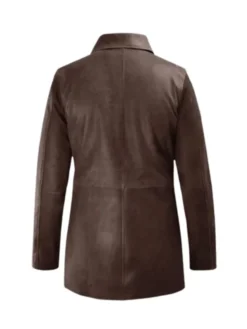 Ashley Mens Brown Leather Overcoat Back