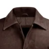 Ashley Mens Brown Leather Overcoat Collar
