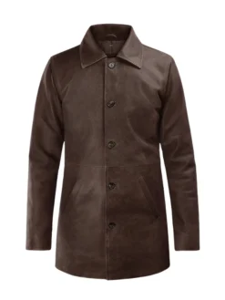 Ashley Mens Brown Leather Overcoat Main