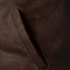 Ashley Mens Brown Leather Overcoat Pockets