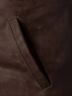 Ashley Mens Brown Leather Overcoat Pockets