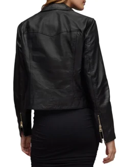 Asymmetrical Causal Womens Black Moto Jacket Back