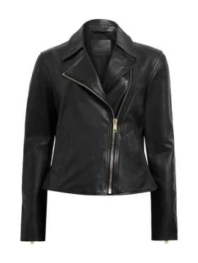 Asymmetrical Causal Womens Black Moto Jacket Front