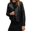 Asymmetrical Causal Women’s Black Moto Jacket Main