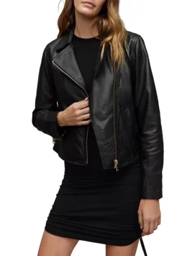Asymmetrical Causal Womens Black Moto Jacket Main
