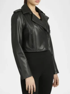 Ava Womens Motorbike Biker Leather Jacket Left Side