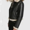 B3 Black Aviator Shearling Coat Womens Zipper