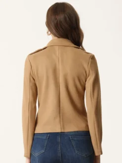 Biker Ladies Tan Suede Jacket Back