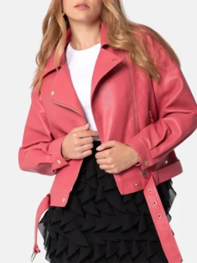 Biker Womens Pink Leather Jacket