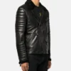 Black Leather Biker Jacket With Fur Collar Left