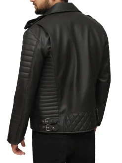 Black Leather Motorcycle Jacket Back