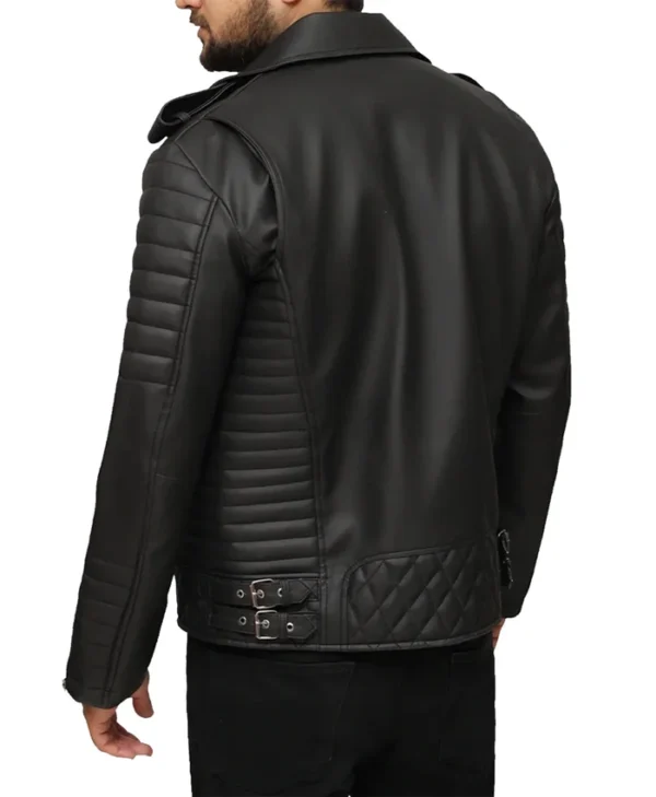 Black Leather Motorcycle Jacket Back
