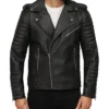 Black Leather Motorcycle Jacket Closure