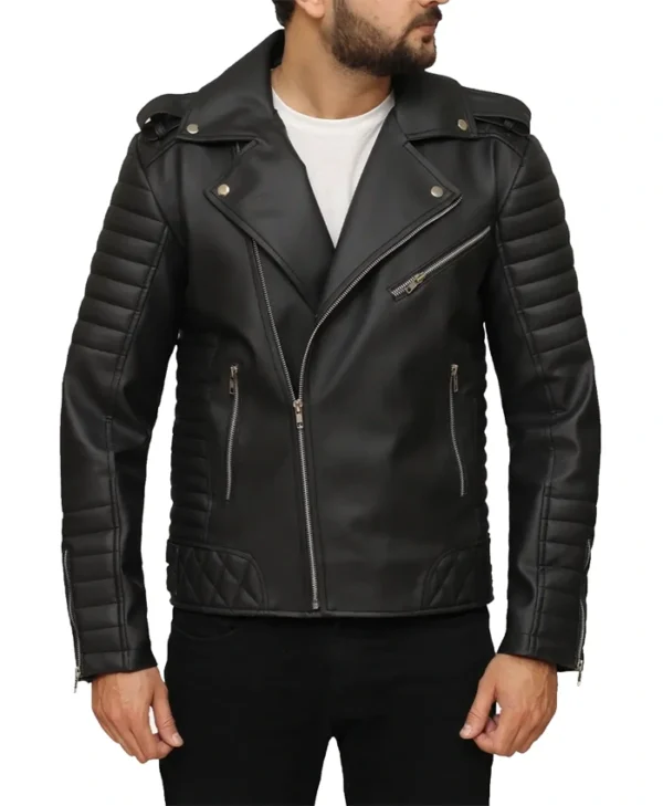 Black Leather Motorcycle Jacket Closure