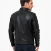 Men's Black Leather Motorcycle Jacket