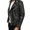 Black Leather Motorcycle Jacket Right Side