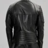 Black Leather Performance Rider Biker Jacket Back View