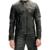 Black Leather Rider Biker Jacket for Men