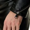 Black Leather Rider Biker Jacket for Men Cuffs