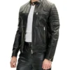 Black Leather Rider Biker Jacket for Men Right Side