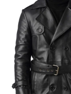 Black Leather Trench Coat Collar