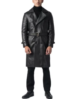 Black Leather Trench Coat Stand