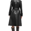 Black Leather Trench Coat Womens Back