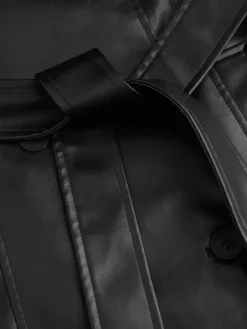 Black Leather Trench Coat Womens Belted